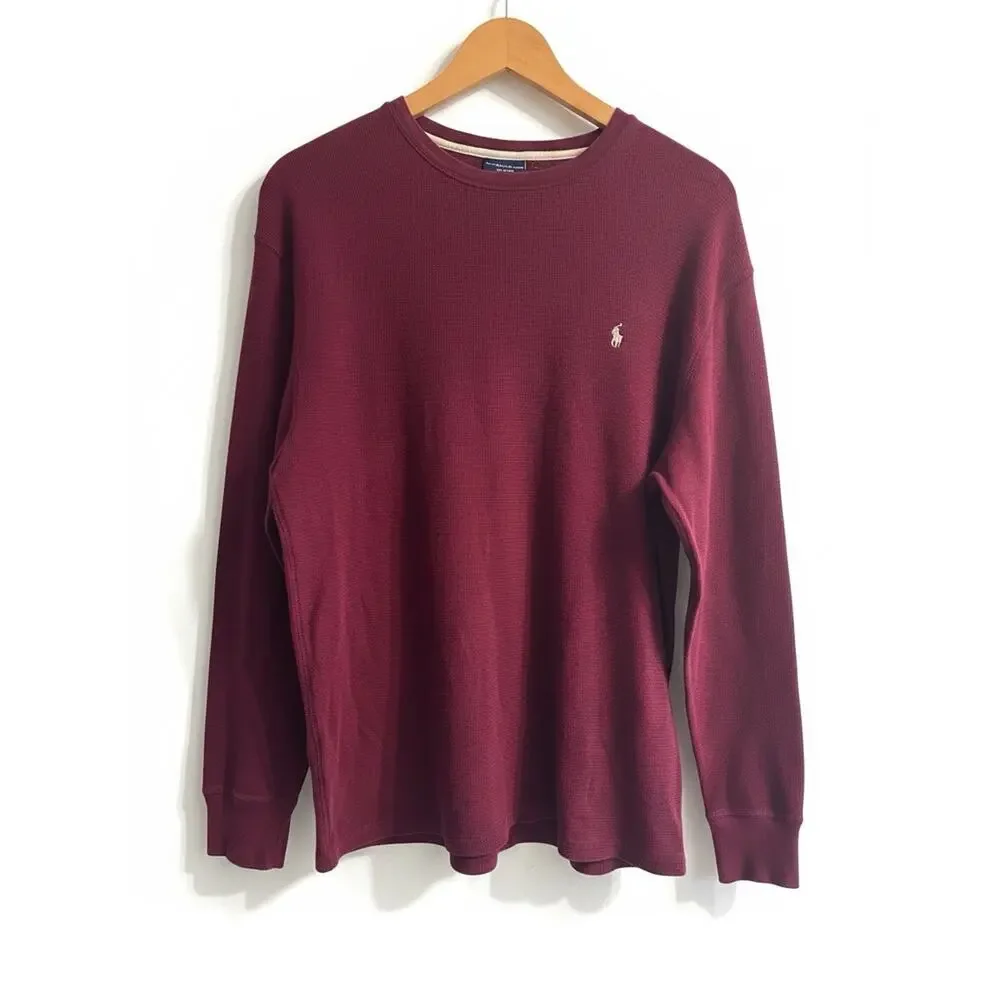 Ralph Lauren Men's Large Red Long Sleeve Shirt 100% Cotton, Excellent Condition